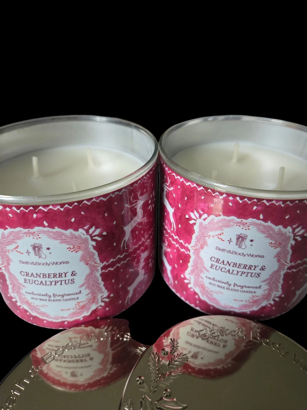 2pc Bath & Body Works Cranberry & Eucalyptus 3-Wick Candle - New!!
